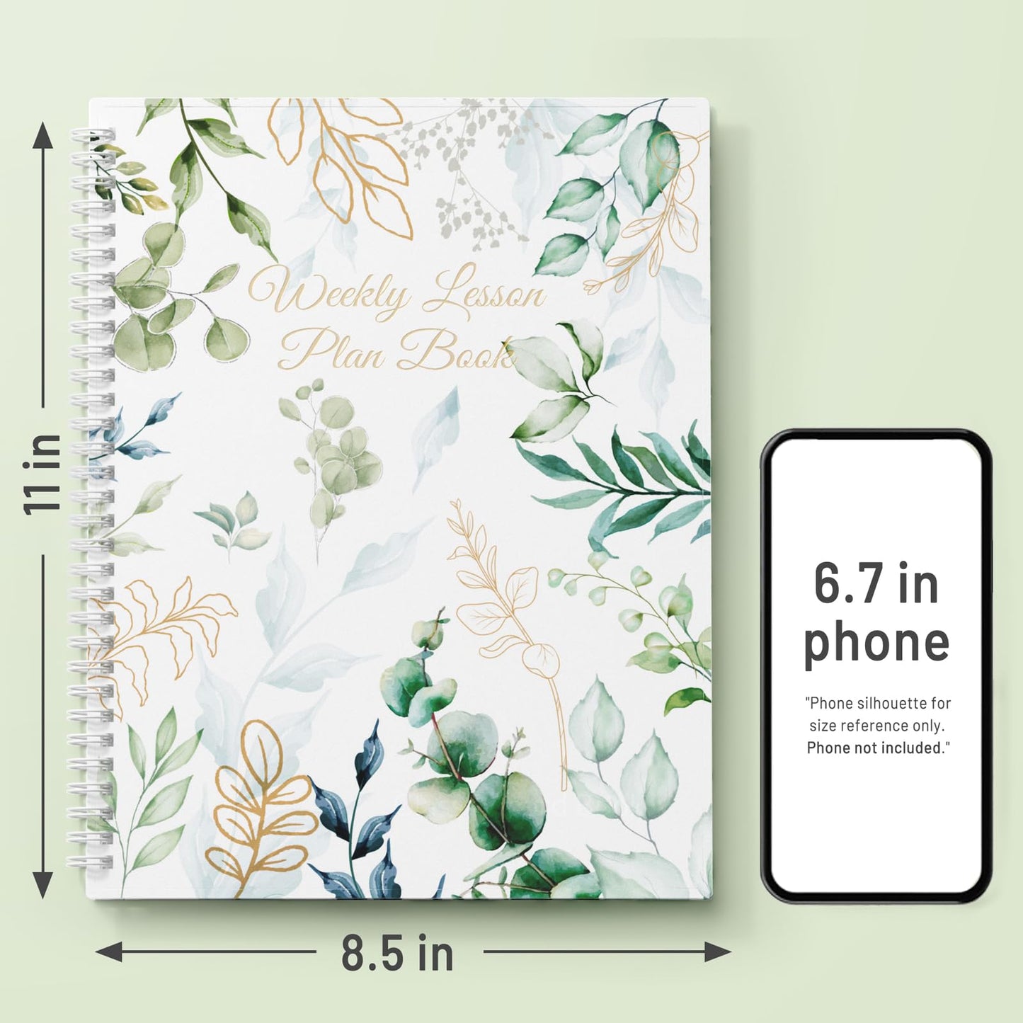 SUNEE 8 Period Teacher Lesson Plan Book - Days Vertically, Undated Teacher Planner 2026-2027 Academic Year, 8.5 x 11 Inch, 104 Pages/52 Sheets (40 Weeks), Waterproof PVC Cover, Back Pocket, Full Leaf