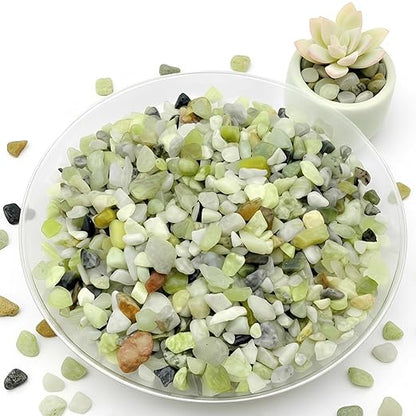 3/8 Inch Polished Decorative Pebbles, River Rocks for Indoor Plants, Succulents, Planters, Vases, Fish Tank, Aquarium Gravel & Landscaping, Jade, 3LB