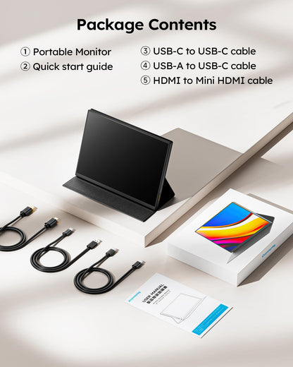 Portable Monitor,10.5" HDR 1280P Ultra-Thin 100% sRGB Travel Portable Monitor for Laptop, 420 Nits Mini Secondary Display with Protective Case & Speaker, Monitors for Laptop, PC Mac Phone PS4/5 Xbox