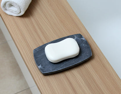 KLEO Natural Stone Soap Dish or Bath Accessories for Bath Tub or Wash Basin (Black with Natural Lines)