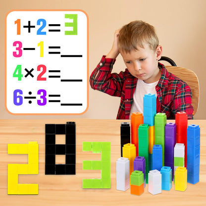 Jenaai 300 Pcs Counting Cubes, Plastic Connecting Blocks, Colorful Math Cubes, Math Manipulatives Classroom Learning Supplies, Preschool Learning Materials, Counting Toys (Simple Style)