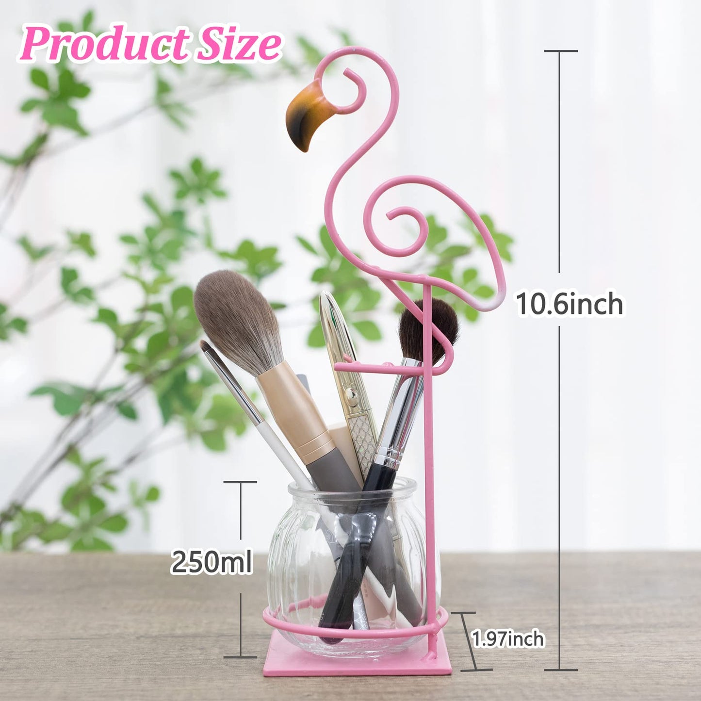 Joyathome Desktop Glass Planter Vase Holder, esktop Glass Planter Hydroponics Vase，Metal Flamingo Plant Terrarium， Stand for Plants Creative Decorations for Home Patio Lawn Garden