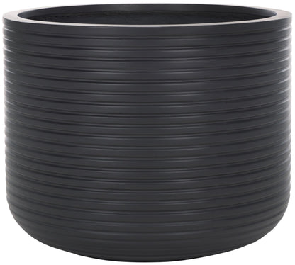 SAFAVIEH Outdoor - Nardo Black Cement Ficonstone Planter Pot with Drainage Hole, Frost Resistant Garden Planter for Patio, Deck, Backyard, 22.83" W x 22.83" D x 18.11" H (PAT1531A)
