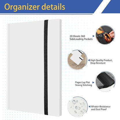 Card Binder, Premium Card Book for 360 Cards, Sturdy Card Album for Collectible Cards, Side-Loading Card Collection Folder for TCG, MTG, Other Game Cards, Sport Cards, White, TM10001-7