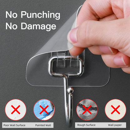 Strjobaili 20 Pack Large Adhesive Hooks for Hanging Heavy Duty 44 lb(Max), Self Adhesive Sticky Hooks Waterproof Stainless Steel Wall Hook for Home Bathroom Shower Kitchen Outdoor Utility Hooks