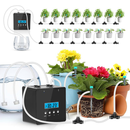 Automatic Watering System for Potted Plants | Indoor Plant Waterer with Programmable Timer, Dual Self-Priming Pumps, Drip Irrigation Kit for Up to 20 Plants