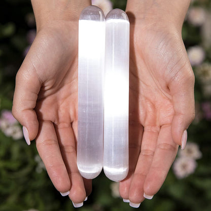 KALIFANO 2 Pack Selenite Wand with Healing & Calming Effects - High Energy Crystal Used for Cleansing and Protection (Information Card Included)