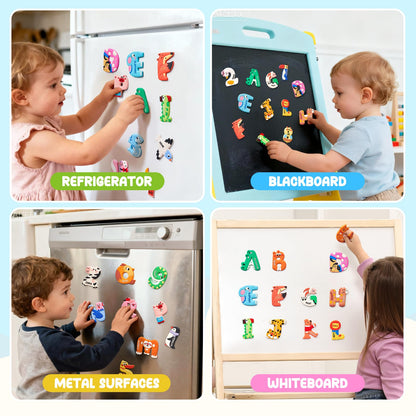JoyCat Magnetic Letters and Numbers Fridge Magnets, Soft PVC Learning Refrigerator Toy Set for Kids & Toddlers, 26 Animal Alphabet Letters and 0-9 Numbers, Birthday Gifts for Baby Boys and Girls