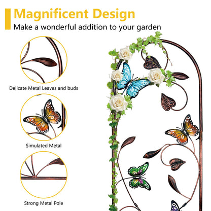 aboxoo Set of 4 Packs Butterfly Metal Garden Trellis for Climbing Plants,Outdoor Decorative Flowers Arch Fence Trellis for Outdoor Patio,Garden,Lawn,Yard,Backyard,Wall Brackets,60'' H x 11'' W