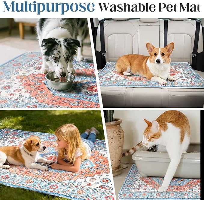 Washable Pee Pads for Dogs, 2 Pack Reusable Puppy Training Pads 24"x18" Super Absorbent Waterproof Dog Training Pads, Non-Slip Potty Pads, Whelping Pads Litter Mat Orange/Mix