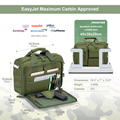 Stypos Tactical Messenger Bag, 15.6/17.3 Inch Tactical Briefcase for Man Military Laptop Bag Messenger Shoulder Bag (Green)
