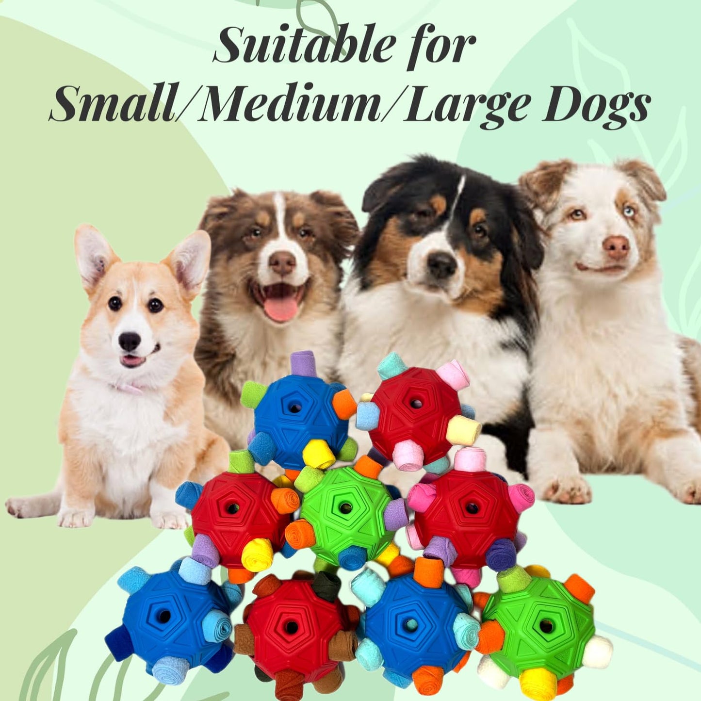 CIIVURR Snuffle Ball for Dog Toys Unbreakable Upgrade Ball Interactive Toy Foraging Snuffle Mat Puppy Treat Dispenser Slow Feeder Dog Puzzle Toys for Small, Medium, Large Pets (Blue)