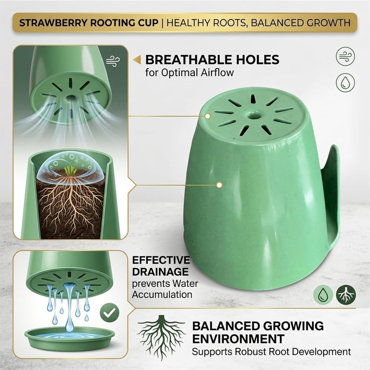 Strawberry Propagation Cups, with 20 Cups & 50 Forks and Gardening Tools, Hanging Strawberry Planter, for Bare Root Plants, Hanging Planter for Greenhouse & Home Garden (20pcs,Small)