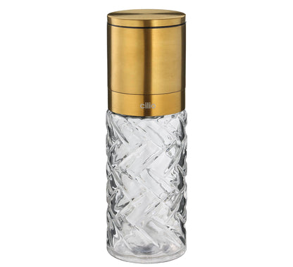 Cilio Cristallo Glass/Stainless Steel Salt or Pepper Mill - Gold, 2 x 6.7 in H - Glass Salt and Pepper Grinder