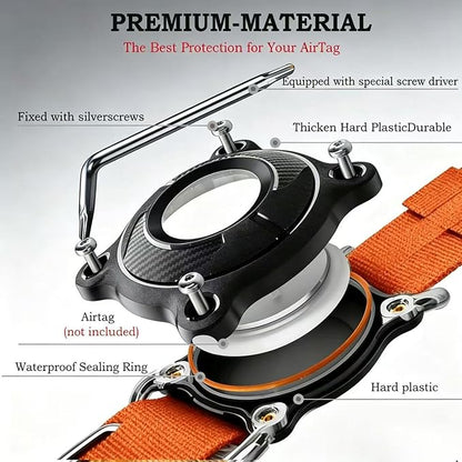 Upgraded AirTag Dog Collar,Waterproof Tactical Dog Collar with AirTag Holder, Control Handle and Metal Buckle,Heavy Duty Dog Collars for Large Dogs(Orange，M