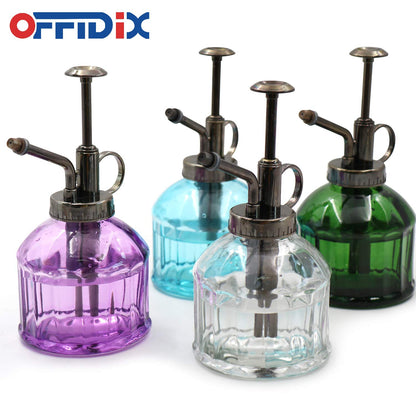 OFFIDIX Glass Watering Spray Bottle,Plant Mister Watering can Indoor with Bronze Plastic Top Pump, Glass Small Watering Can for Garden, Plants, Cleaning (Purple)