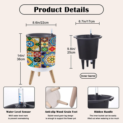 GDYAONCA Plants Flower Pot Mexican ceramic talavera tiles big collection retro seamless for Plant Pots with Stand Indoor Outdoor Plant Stands for Planting Corner Living Room Balcony Garden Patio