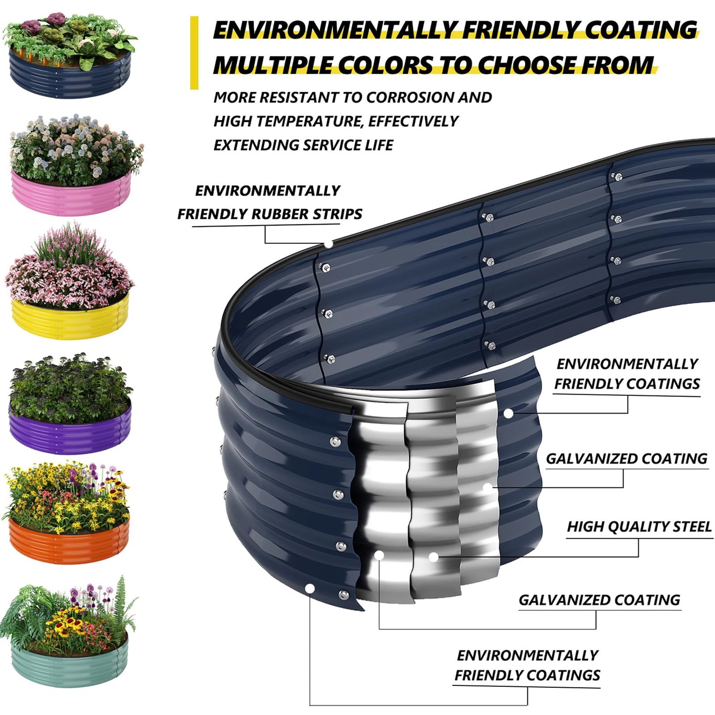ZFHgarden Galvanized Metal Planter Round Raised Garden Bed Kit for Gardening Outdoor，2x2x1ft Grow Garden Box Raised Flower Bed，Round Galvanized Planter Outdoor Metal Fire Pit Ring