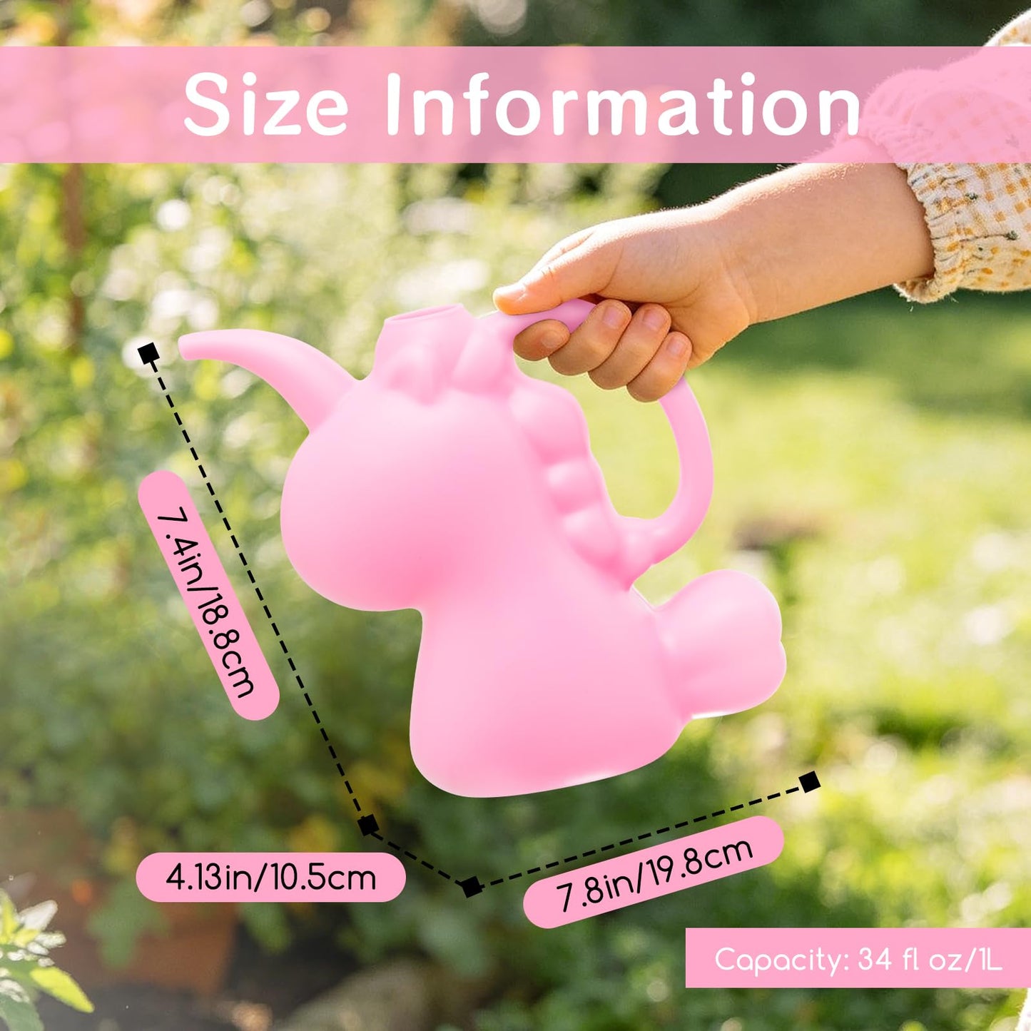 XXXFLOWER Unicorns Indoor Watering Can, 1 L Cute Animal Water Cans, Novelty Unicorns Shape Watering Pot for Office House Indoor Garden（Pink）