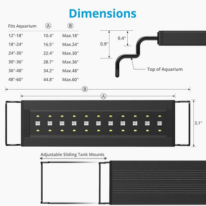 NICREW C10 24/7 LED Aquarium Light for Plants, 48-60 Inches, Full Spectrum Fish Tank Light with Timer, Brightness Adjustable