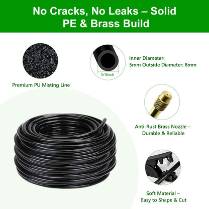 HEKIWAY 80FT Drip Irrigation System for Garden – Automatic Watering Kit with Solid Brass Metal Connectors, 360° Bendable Tubing &22 Adjustable Nozzles for Greenhouse, Lawn, Yard & Plants