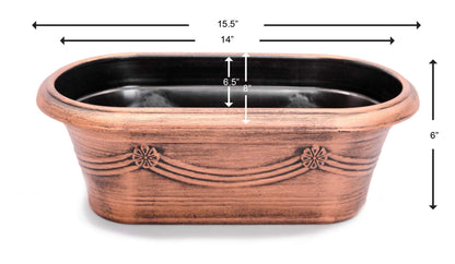 Sapphire USA Set of 2 Plastic Planter Rustic Metal Look Seedlings Nursery Flowerpot for Garden Patio Office Ornaments Home Decor Long Lasting Reusable Lightweight (16 Inches, Copper)