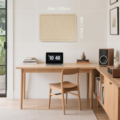 Lightomorrow Bulletin Board, 24 x 18 Inches Cork Board Alternative Decorative Felt Pin Board with Safe Removable Adhesives & 28 Push Pins for Home Office Classroom Walls-Khaki