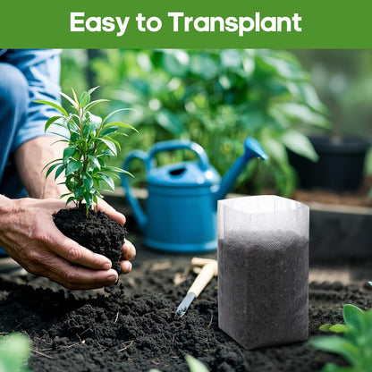DFKPVBHB Plant Grow Bags 11"x11"100pcs Biodegradable Planting Bags Seed Starter Pots Non-Woven Seedling Nursery Pots Home Garden Supply for Vegetable Flower Fruit Tree