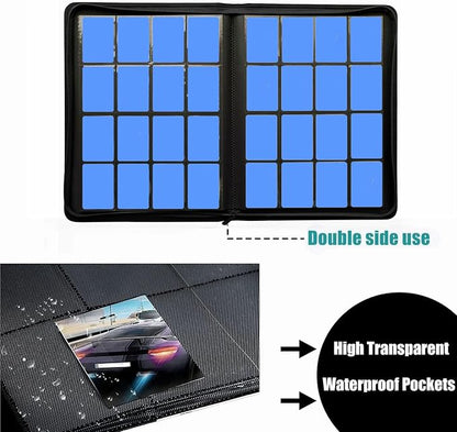 Trading Card Binder 16 Pocket, 1664 Pockets Ringless PU Cover Card Collection Binder, Double Sided Card Binder Collector Album, Card Folder for MTG, TCG, Sports Cards, Game Card (Blue, 16Pockets)