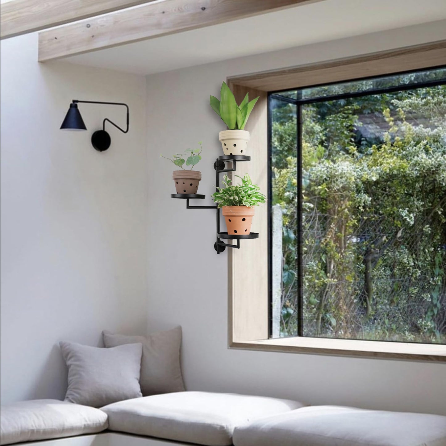YFFSRJDJ Rotating Window Wall Plant Shelves Stand Holder, 3 Tiered Metal Floating Plant Shelf Hanger Indoor , Window Sill Gifts