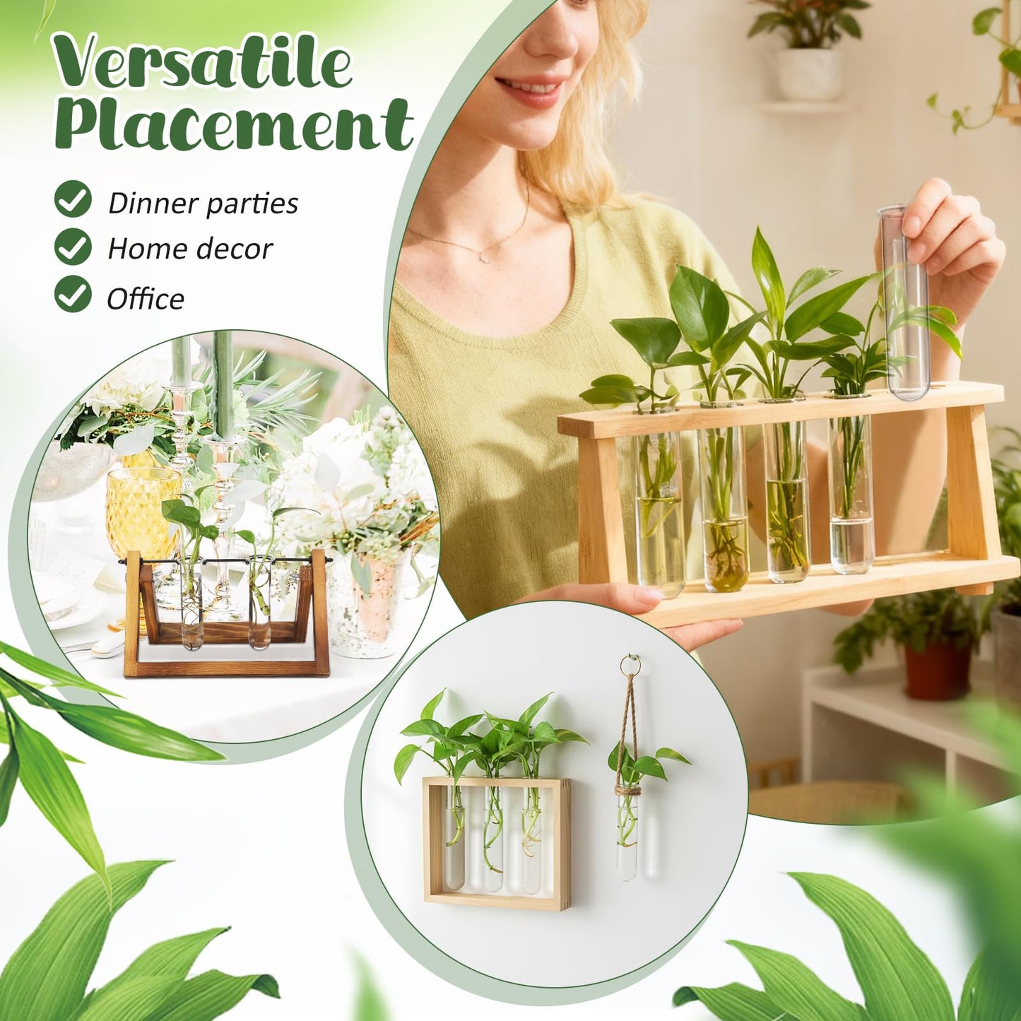 SOLUSTRE 5pcs Glass Test Tube Plant Propagation Vase Set 2.5x3x11cm Floral Tubes Hydroponic Water Culture Station for Small Terrarium Plants and Home Décor