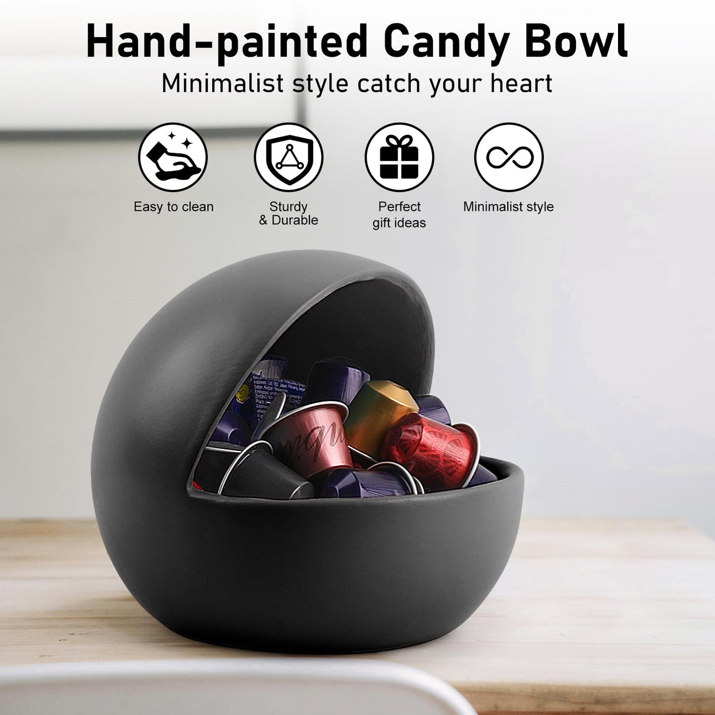 Decorative Black Candy Bowl For Kitchen Counter Key Bowl For Entryway Table Resin Multifunctional Modern Dish Halloween Decorations Indoor