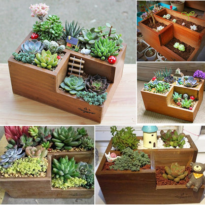LSHCX Wooden Succulent Flower Planter Box Desk Organizer Pencil Holder