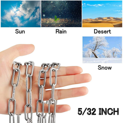 Stainless Steel Chain, Lsqurel 3/8inch Heavy Duty Chain Link Chain 6.5feet Safety Chain Utility Chain Metal Chain for Indoor and Outdoor