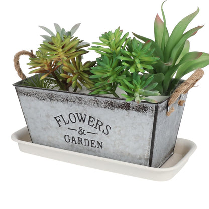 Alasum 5-Pack Beige Rectangular Plant Drip Trays - Durable Plastic Flower Pot Saucers for Windowsill Bonsai and Potted Plants - Water-Saving and Breathable Drainage Catch Trays for Indoor and Outdoor