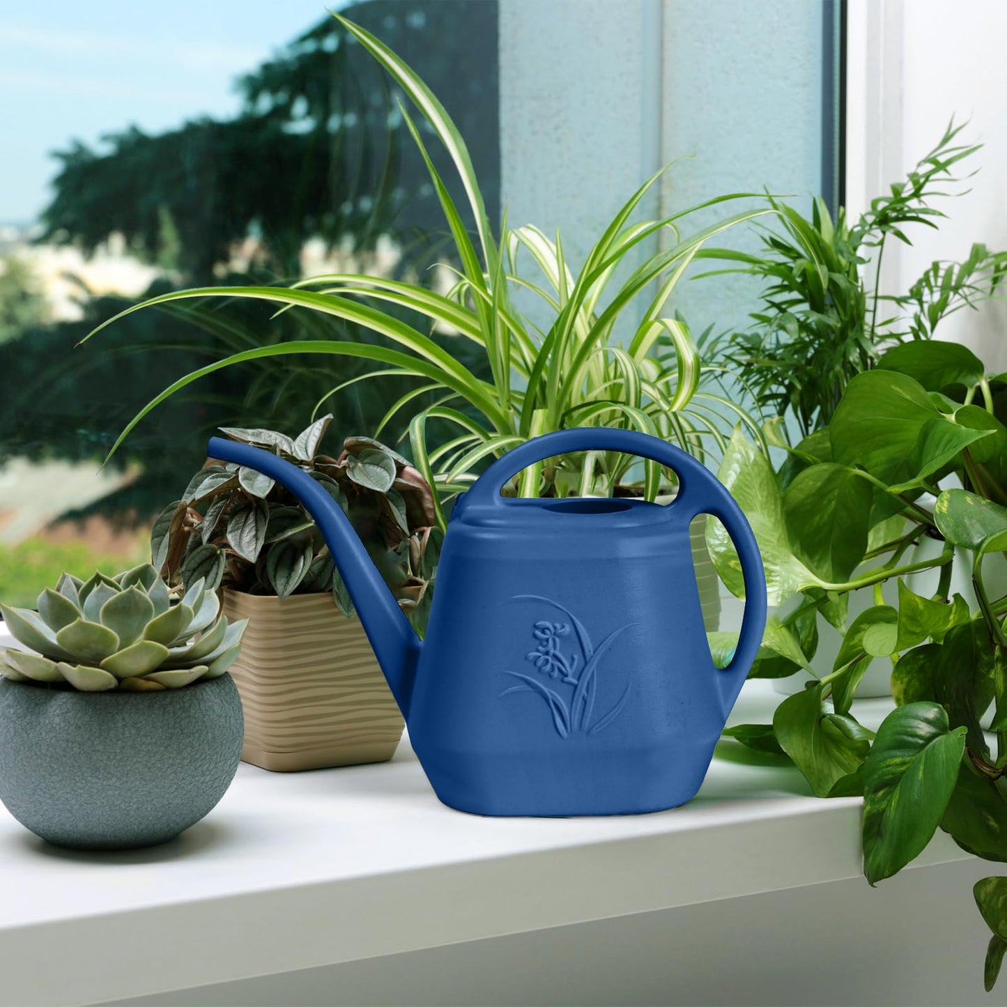 TTAOE GN Grip Watering Can - for Home Plant Garden - 1 Gallon - Navy Blue