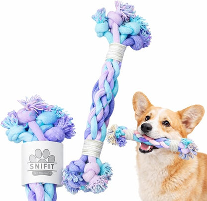 Dog Rope Toy – Eco-Friendly Durable Cotton Dog Chew Toy for Aggressive Chewers & Puppies – Interactive Molar Teeth Cleaning, Perfect for Small & Medium Dogs (10in), Safe, Non-Toxic, Fun Play