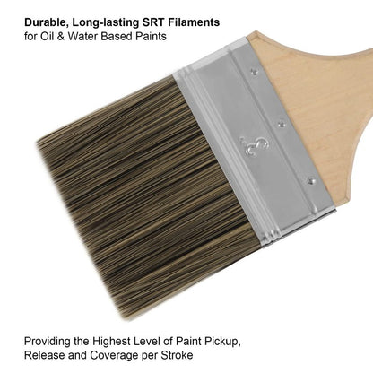Double Thick Chip Paint Brush Set,Wood Stain Brushes for Painting Walls and Fence Staining, Wooden Handle Masonry Paintbrush for Varnish, Paste and Gesso (5 Pack Assorted Sizes)
