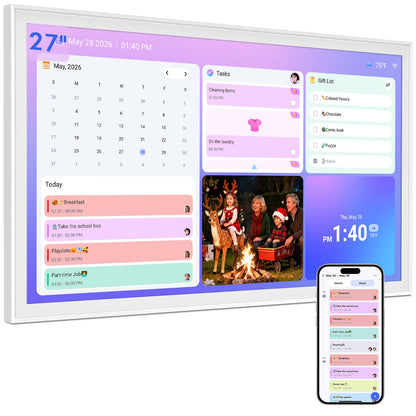 27 Inch Digital Calendar Max, Smart Chore Chart Electronic Weekly and Monthly Planner 1920 * 1080P IPS Display Wall Mount in Portrait or Landscape Schedules for Home and Office Gifts for Women