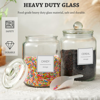 FyndraX Half Gallon Large Glass Jars with Lids, Airtight Storage Clear Containers for Kitchen, Laundry Room and Pantry Food Organization, Set of 4