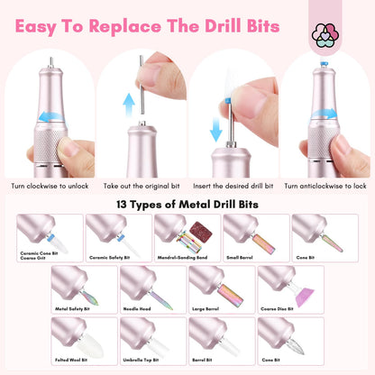 SAVILAND Electric Nail Drill Professional: 40000RPM Upgrad Nail Drill Kit 2025 Beautiful Gradient Sunset Color Scheme Nail D rill Machine Portable Nail File & Buffers Salon Use Manicure Pedicure