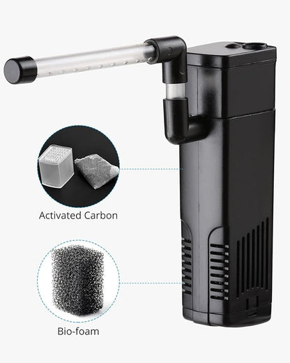 NICREW Aquarium Internal Filter, Submersible Power Filter with Multiple Function for Fish Tanks 5-10 Gallon, 53 GPH, 5W