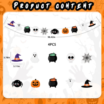 Halloween Party Decorations Hallowee Hanging Banner Holiday Party Decorations with Hallowee Witch Ghost Pattern Card Banner Cute Halloween Decor, Hocus Pocus Hallowee Decorations