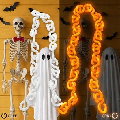 amadecohome 10 ft Halloween Chain Lights Outdoor, Waterproof Orange Purple Plastic String Lights with 8 Lighting Modes and Timer, Halloween Decoration for Skeleton Dog, Spooky, Creepy Costumes Party