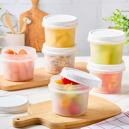 TUZAZO 12 Pack - 12 Oz Food Storage Containers with Screw Lids, Airtight Plastic Small Freezer Storage Container for Ice Cream, Overnight Oats, Snack, Soup, Portion and Meal Prep Container