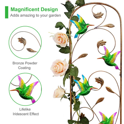 SUNNYPARK Set of 2 Hummingbird Metal Garden Trellis for Climbing Plants, Decorative Vegetables Flowers Vine Trellis for Outdoor Patio 60'' H x 11'' W