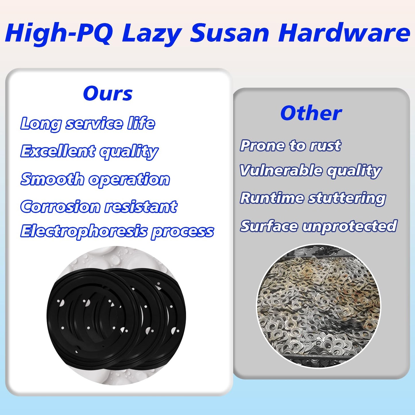 High-PQ 2 Packs 8'' Lazy Susan Hardware, Heavy Duty 5/16''Thick Turntable Bearing Swivel Pate for Rotating Table, Book Case, Serving Tray, Corner Shelves, Kitchen, DVD Tower, Shoe Rack, Black