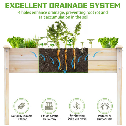48x24x31IN Elevated Wooden Raised Garden Bed with Legs, Reinforced Large Planter Box for Vegetable Flower Herb Outdoor, Standing Growing Bed forGardening/Backyard/Patio/Balcony, Liner Included