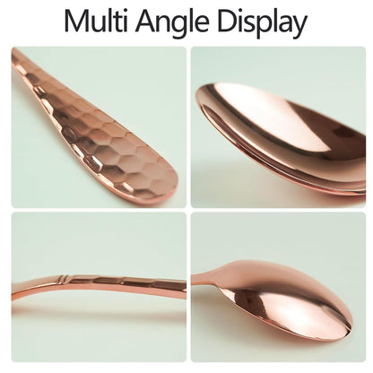 YOIHOJET 7" Pure Copper Spoon, 1 Count, Fashion Style, Flatware - Soup Spoons, 1 Piece, Copper Material