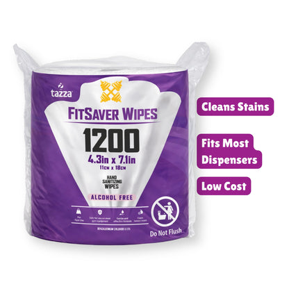 Tazza TAZZAWP1200 Wet Wipes - Bulk 4 x 1200 Ct, Durable Pre-Saturated Cleaning Gym Equip Wipes. 1 penny a wipe!